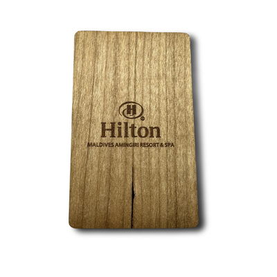 MIFARE ক্লাসিক 1K RFID কাঠের কার্ড হিলটন হোটেল কী কার্ড 13.56MHz